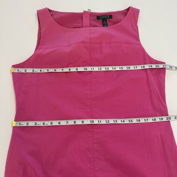 Lauren Ralph Lauren Women's Pink Back Zip Sleeveless Paneled Sheath Dress Sz 14 - Picture 12 of 14